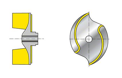 Impulsor: Impulsor de dois canais aberto com palhetas em forma de S