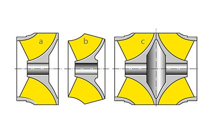 Impeller: Variants of a mixed-flow impeller showing the difference between a closed and an open impeller